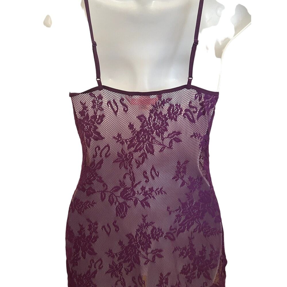 🌵 Victoria's Secret Purple Floral Lace Short Bodycon Nightie Nightgown Y2K - M - Picture 5 of 8